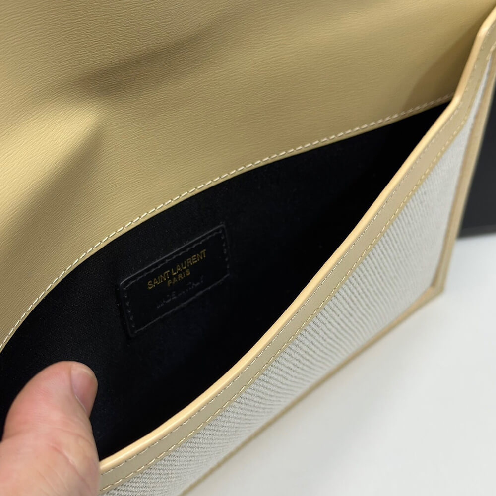 YSL uptown pouch in canvas and leather
