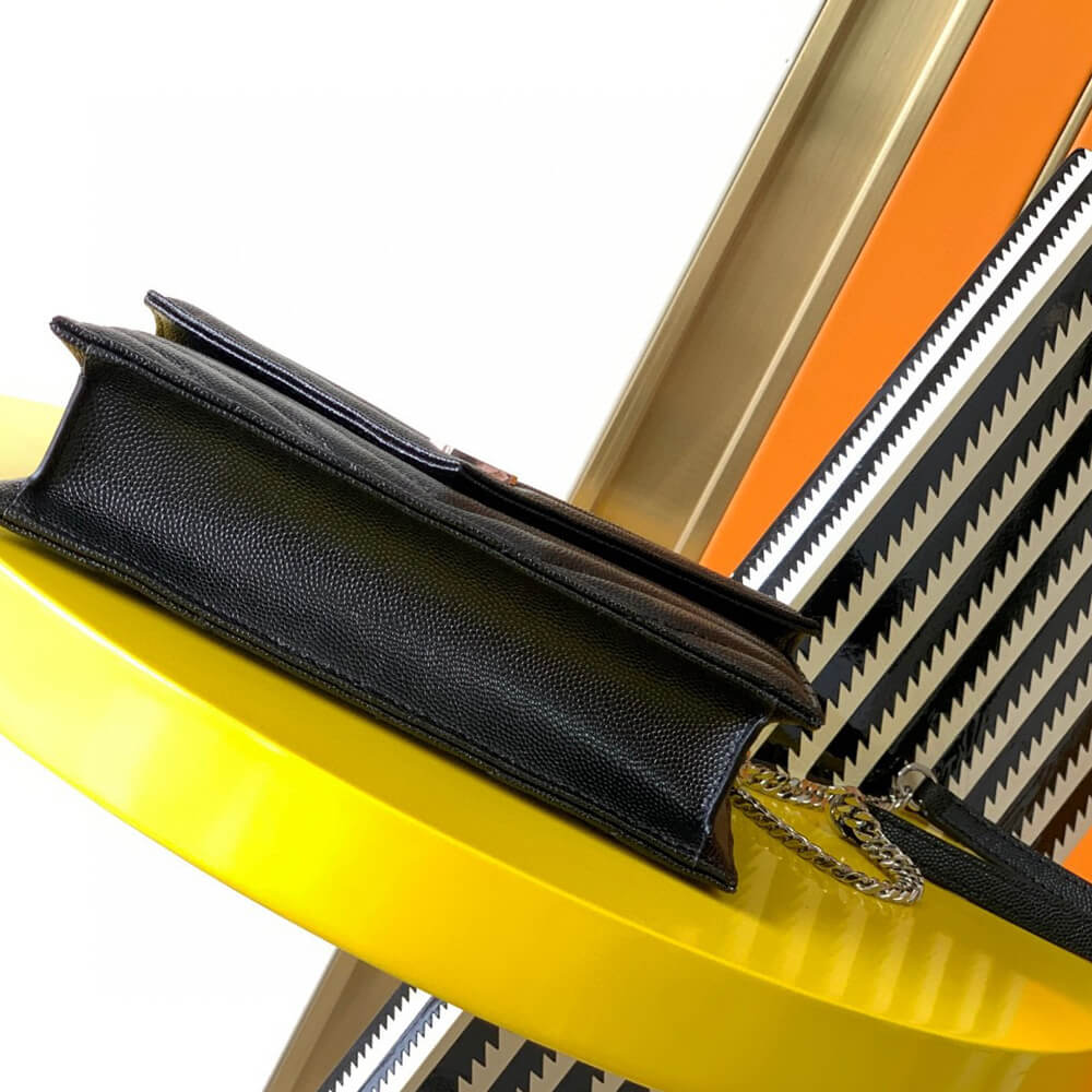 YSL cassandre envelope chain wallet in grain de poudre leather(High-end Grade)