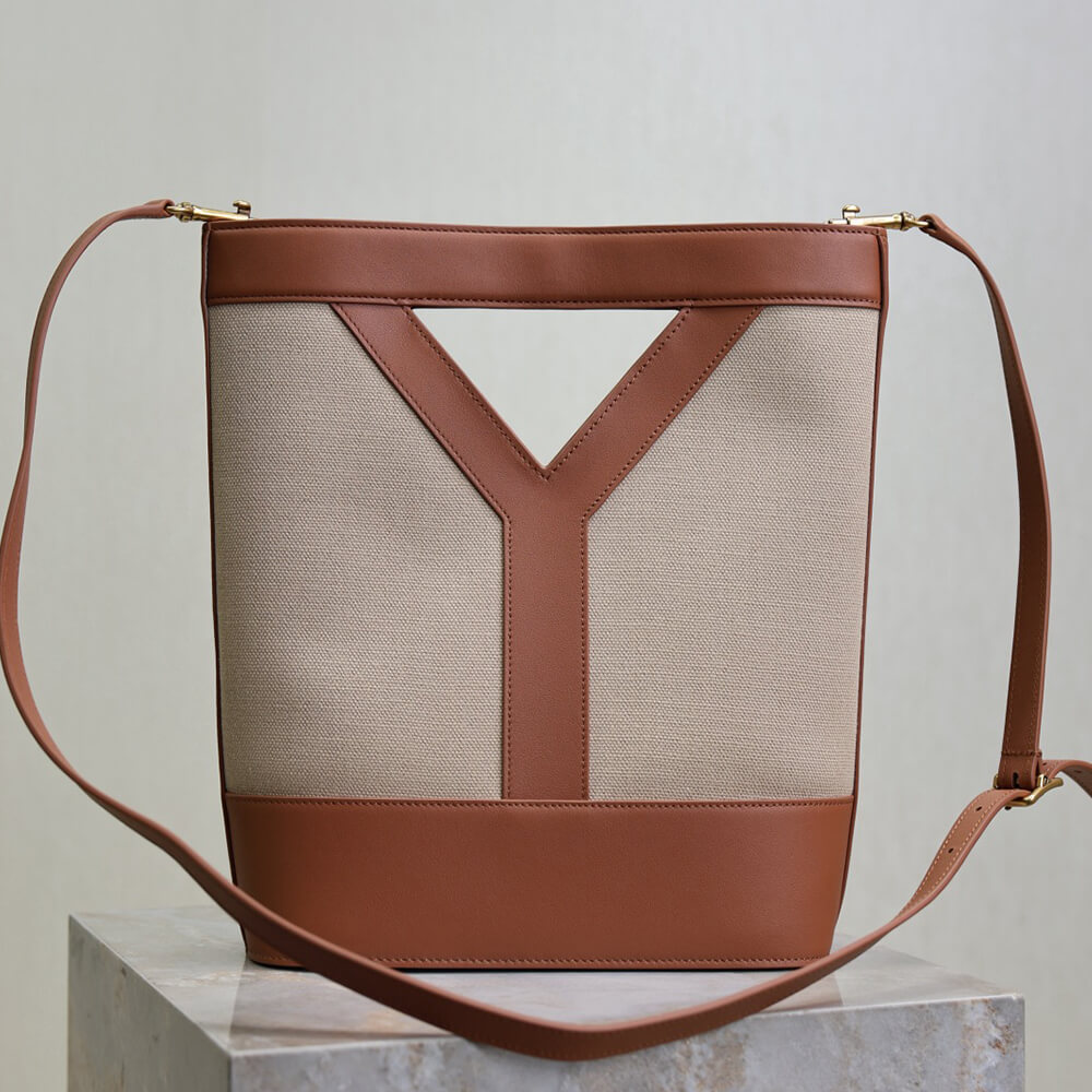 YSL Y small bucket in canvas and leather(HIGH-END GRADE)