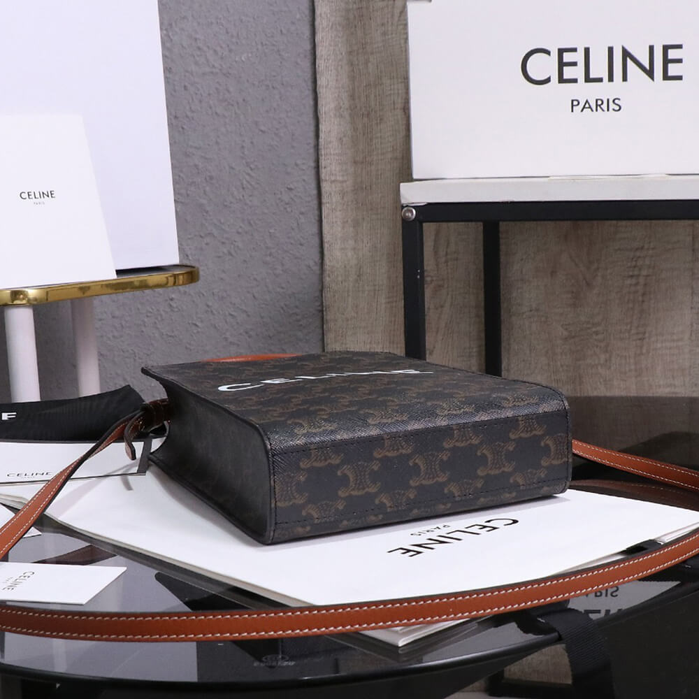 CELINE Mini Vertical Cabas IN Triomphe Canvas with Celine print