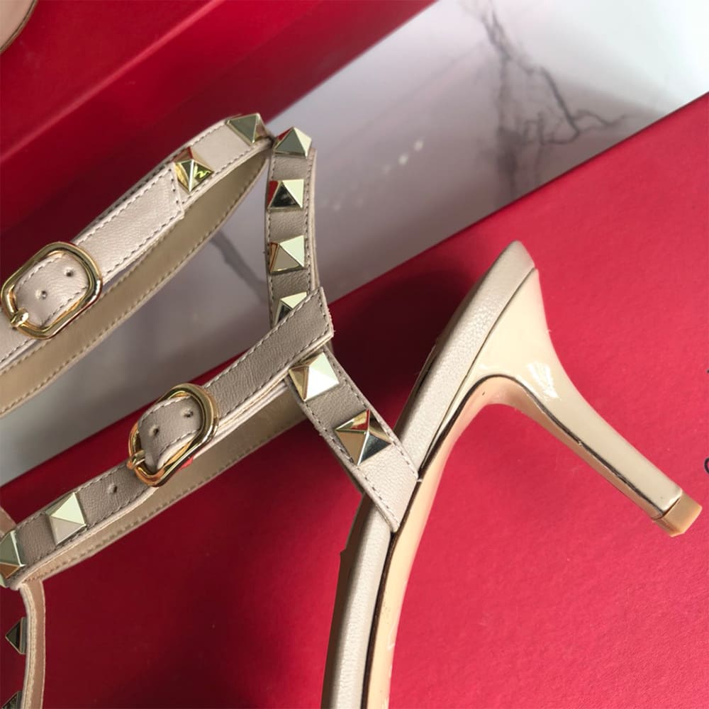 VALENTINO ROCKSTUD Wrap-around ankle strap rivet high heels (heel height 6.5 cm)