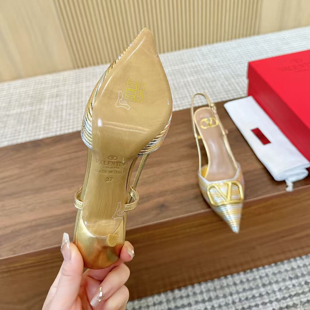 VALENTINO VLOGO SIGNATURE metallic slingback high heels (heel height 8 cm)