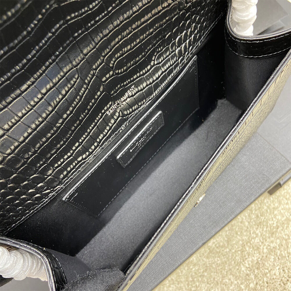 YSL kate medium tassel in crocodile-embossed leather