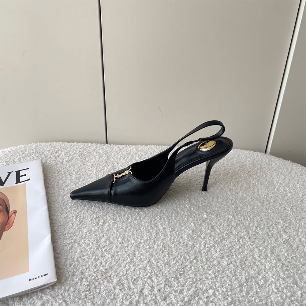 YSL Babylone Breteuil Slingback Pumps in Smooth Leather