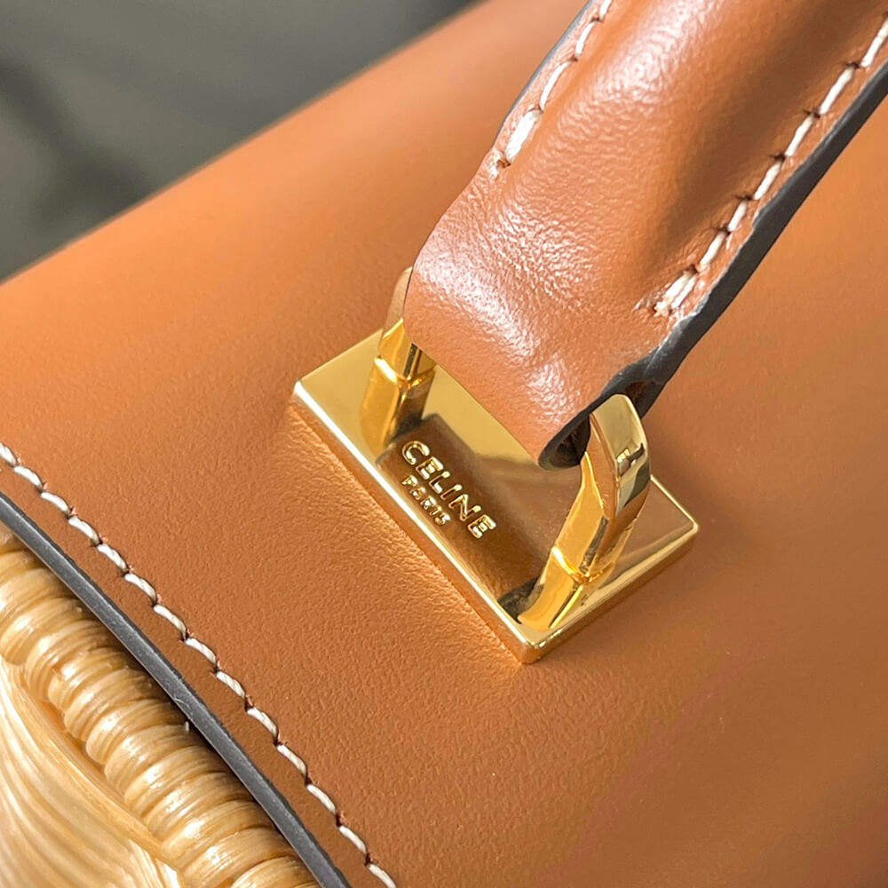 CELINE TEEN GARANCE BAG IN WICKER AND NATURAL CALFSKIN(HIGH-END GRADE)
